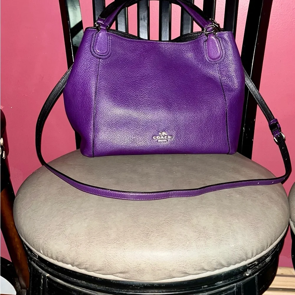 ✨ Coach Edie 31 Purple Pebbled Leather Shoulder Bag / Tote ✨ - Picture 3 of 7